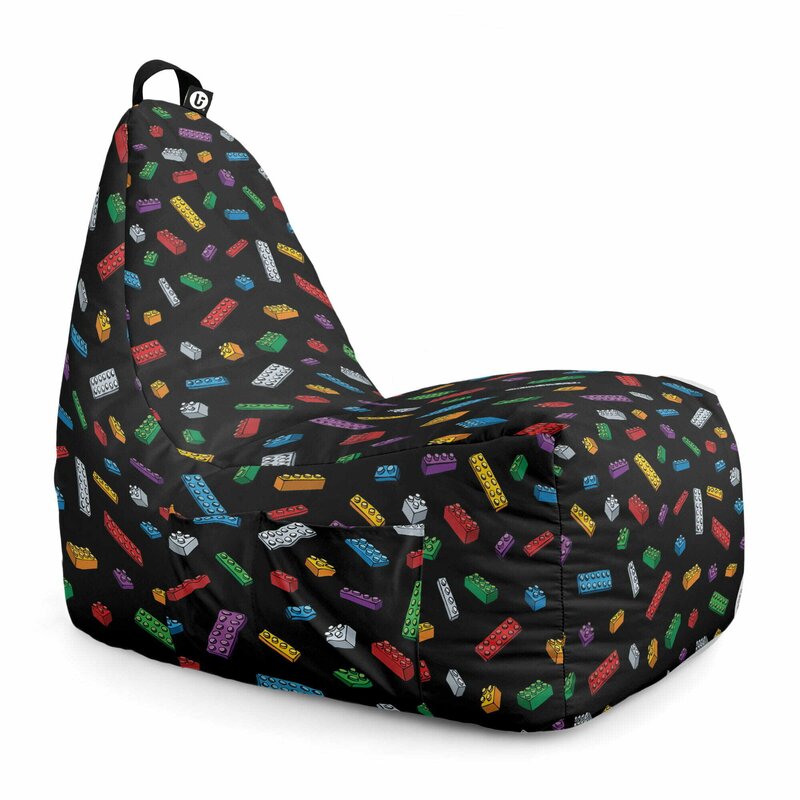 Fotoliu Puf Bean Bag tip Chill L, Lego Fundal Negru