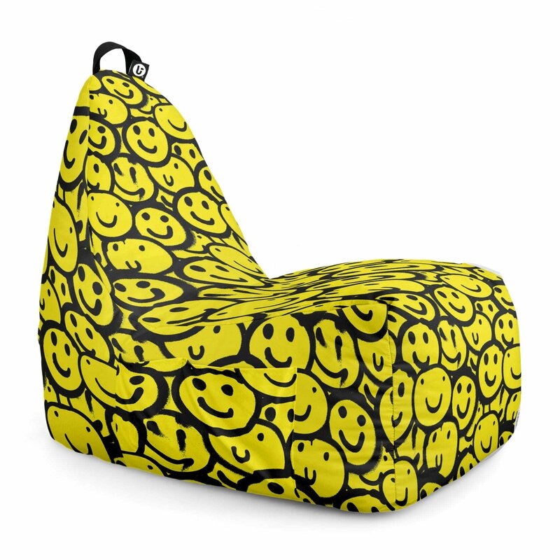 Fotoliu Puf Bean Bag tip Chill L, Smiley Galben