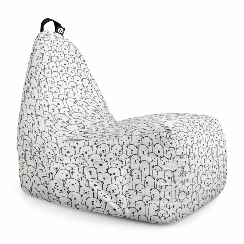 Fotoliu Puf Bean Bag tip Chill XL, Alb Cu Ursi