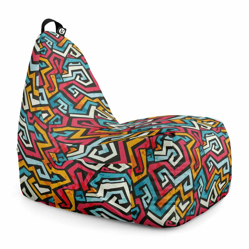 Fotoliu Puf Bean Bag tip Chill XL, Graffiti Linii Retro