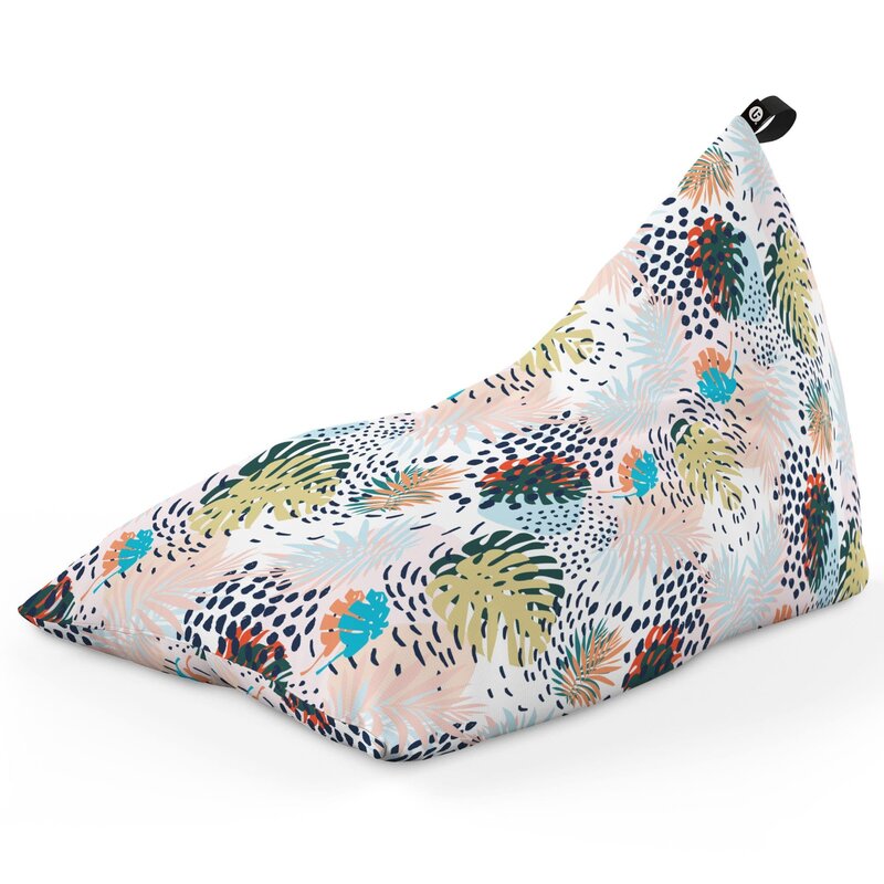 Fotoliu Puf Bean Bag tip Lounge, Frunze Multicolore