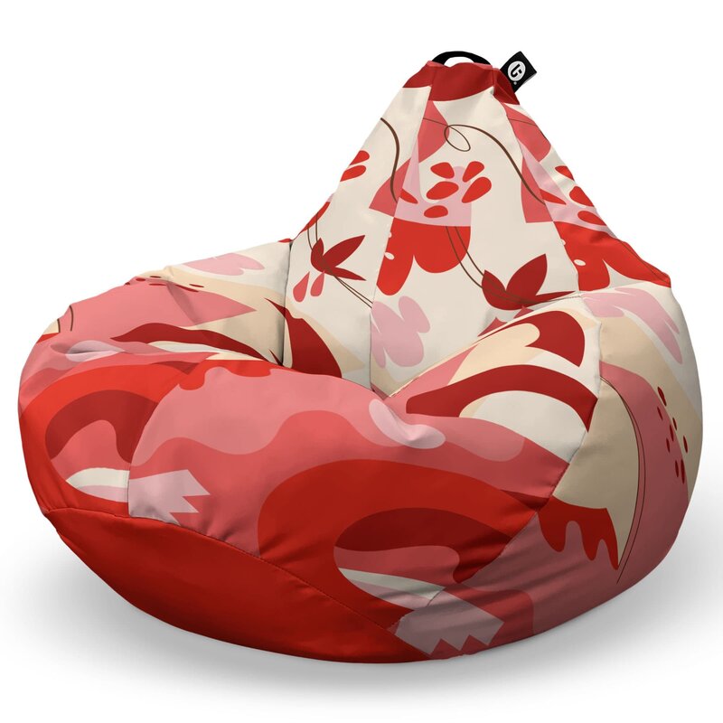 Fotoliu Puf Bean Bag tip Para L, Abstract Jungle Rosu