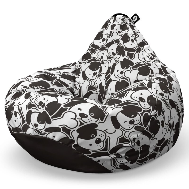 Fotoliu Puf Bean Bag tip Para L, Caini Alb-Negru