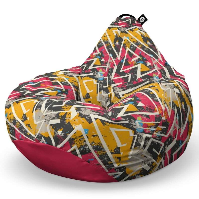 Fotoliu Puf Bean Bag tip Para L, Graffiti Grunge Geometric