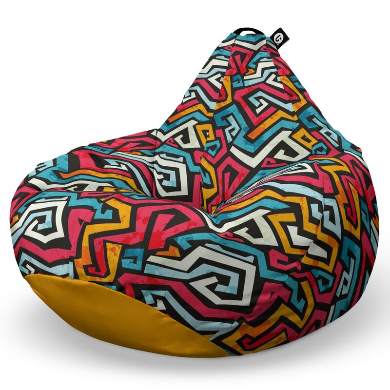 Fotoliu Puf Bean Bag tip Para L, Graffiti Linii Retro