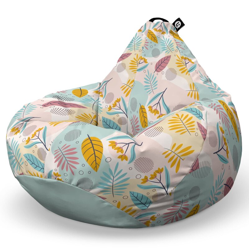 Fotoliu Puf Bean Bag tip Para L, Multicolor cu Frunze