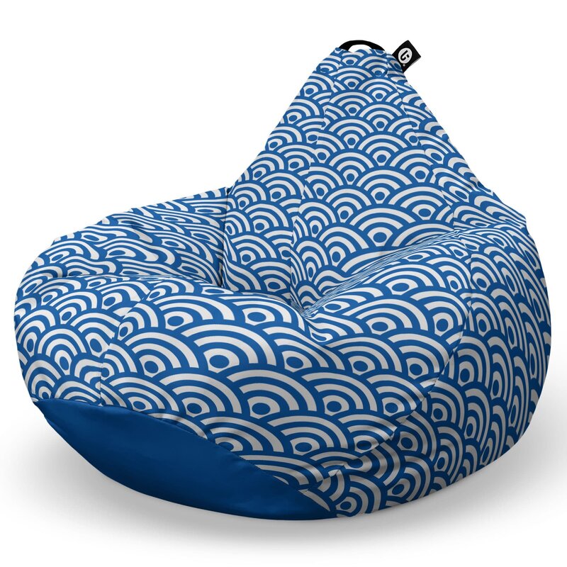 Fotoliu Puf Bean Bag tip Para L, Oriental Waves, Blue