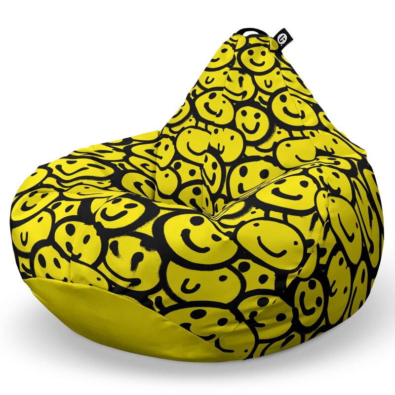 Fotoliu Puf Bean Bag tip Para L, Smiley Galben