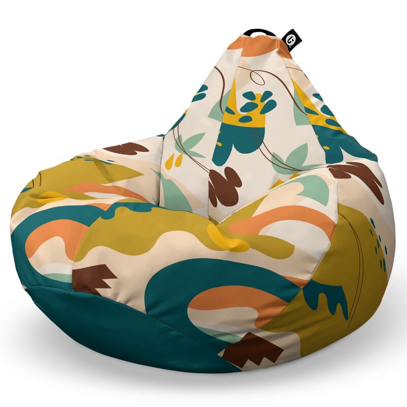 Fotoliu Puf Bean Bag tip Para XL, Abstract Jungle Ocru