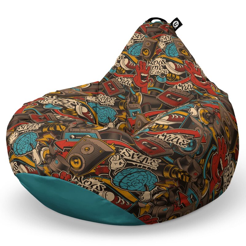 Fotoliu Puf Bean Bag tip Para XL, Graffiti Retro Maro