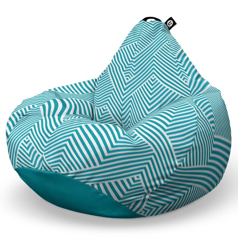 Fotoliu Puf Bean Bag tip Para XL, Motiv Alb cu Bleu