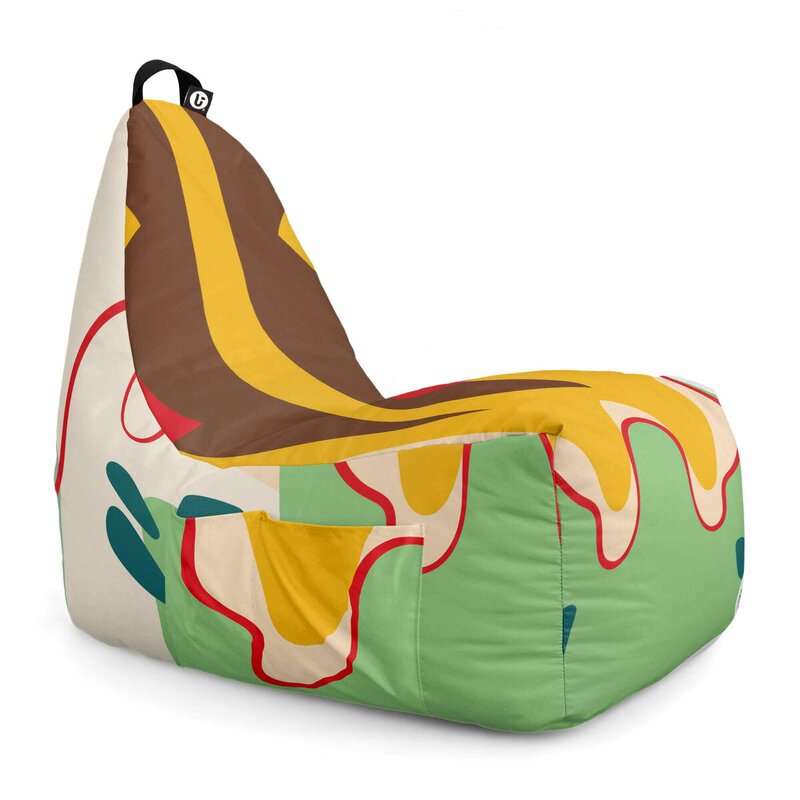 Fotoliu Puf Beanbag tip Chill XL, Abstract Jungle Verde