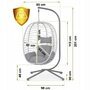 Fotoliu tip balansoar suspendat + perne, Sofotel, Toskana, 135 kg, cadru metalic, Gri - 7