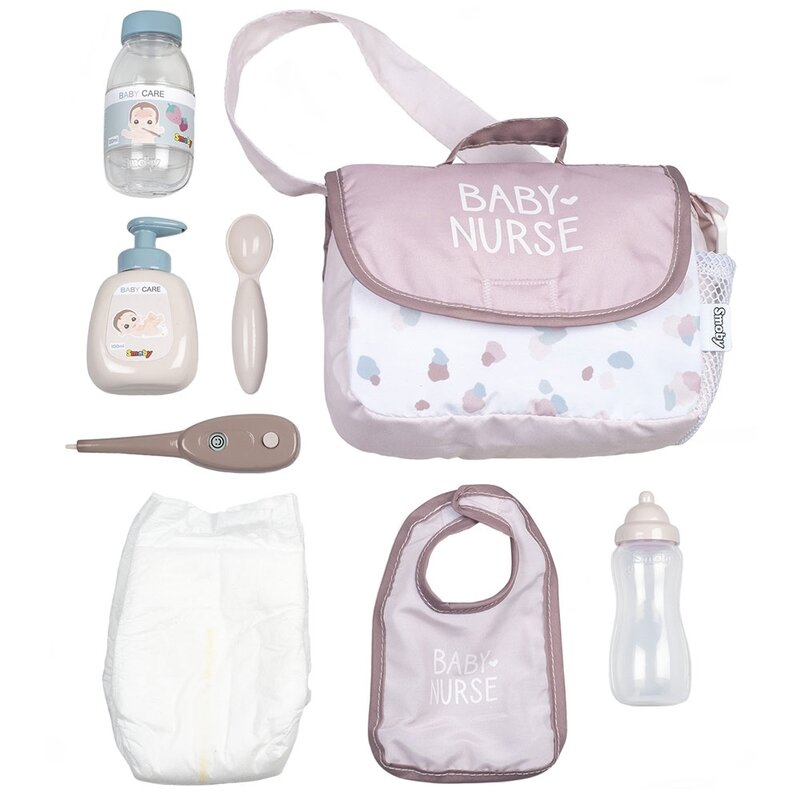 Gentuta de infasat pentru papusa Smoby Baby Nurse Changing Bag crem cu accesorii Jucarii & Cadouri