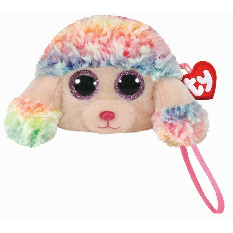 Ty - gentuta rainbow pudel, pentru umar, 10 cm, din plus, roz