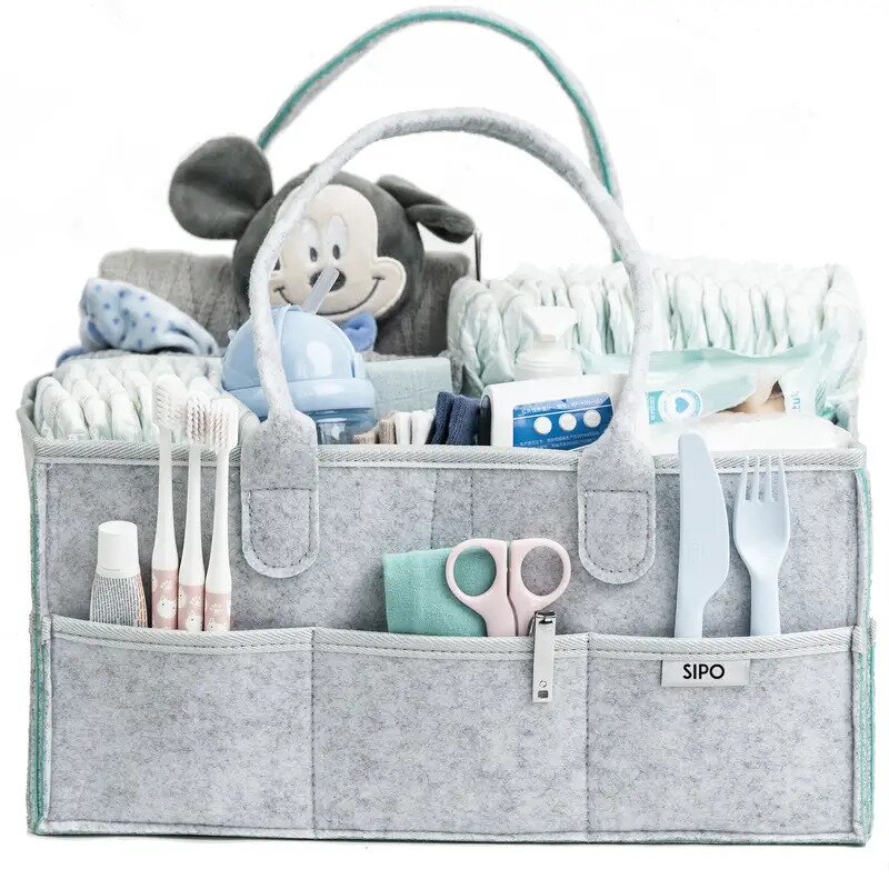 Gentuta mamicii, organizator scutece si accesorii copii si bebelusi, Mint, 38x26x18 cm