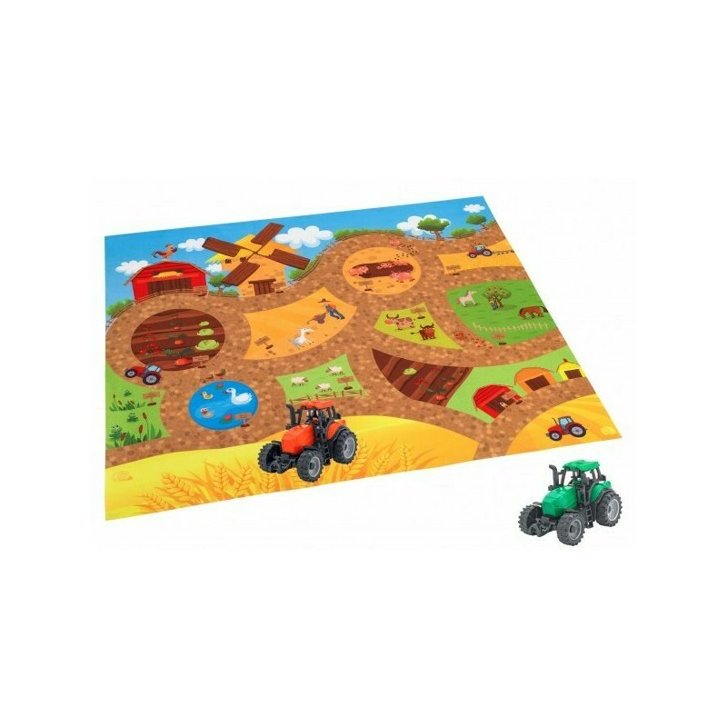 Globo - set 2 tractoare cu figurine si suprafata de joc 80x70 cm