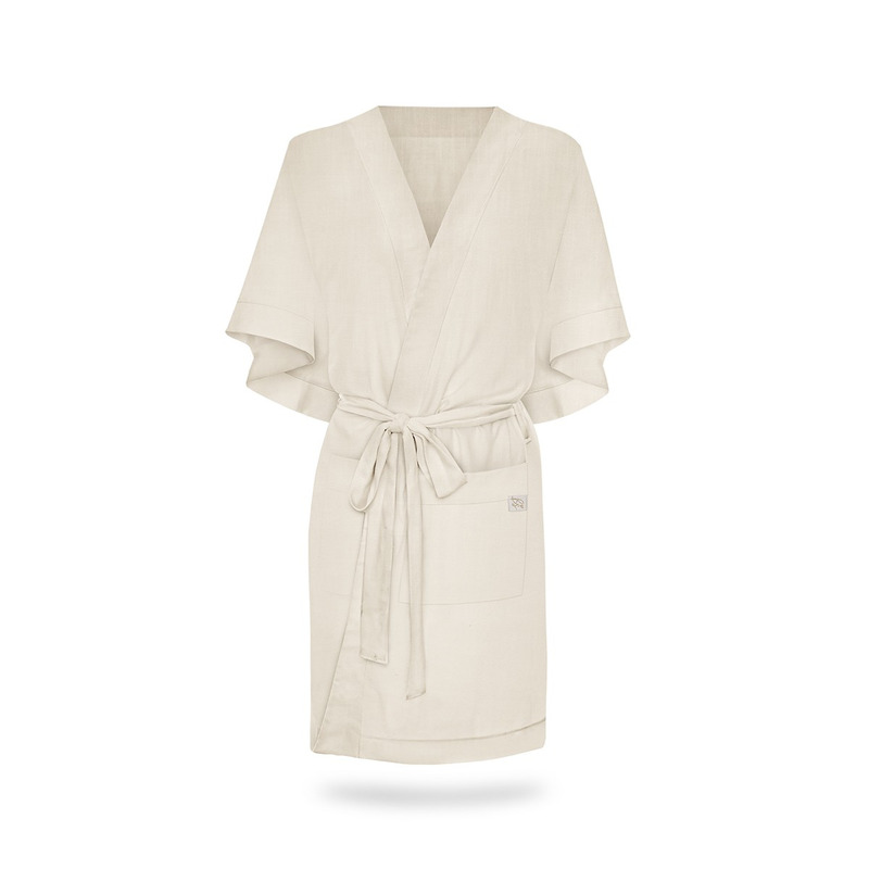 Halat Kimono pentru gravide si mamici, vascoza si in, marime universala, Natural