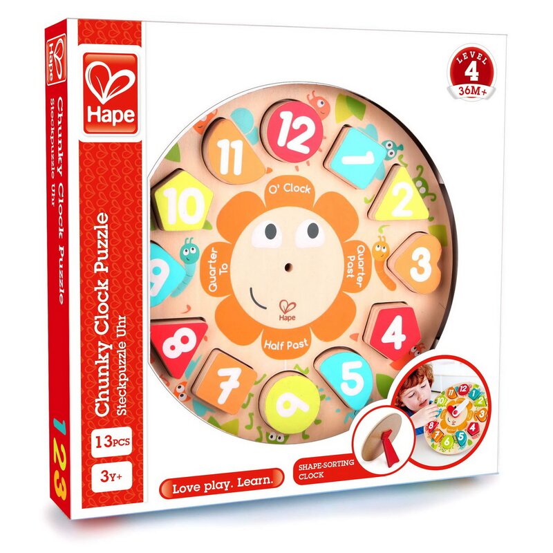 Hape – Jucarie educativa Ceas, Cu forme geometrice Jucarii & Cadouri >> Jucarii de Lemn