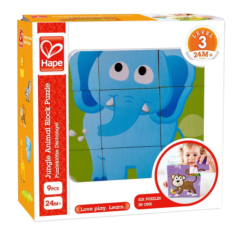 Hape - Puzzle din lemn Jumgla , Puzzle Copii, piese 9