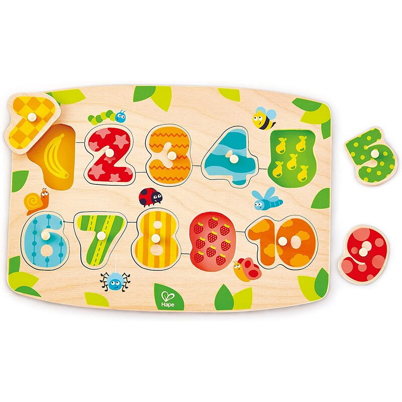 Hape - Puzzle din lemn Numere , Puzzle Copii, piese 10