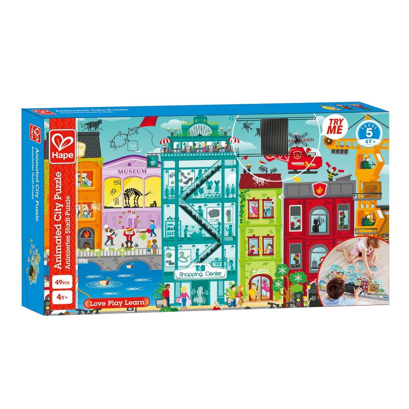 Hape - Puzzle peisaje Orasul animat , Puzzle Copii, piese 49