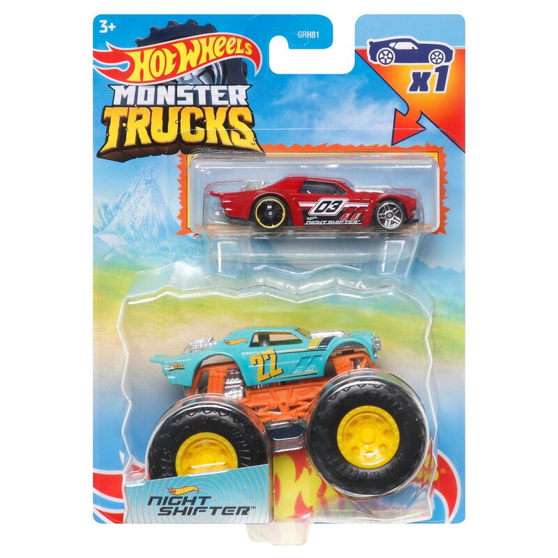 Mattel - hot wheels monster truck si masinuta metalica night shifter