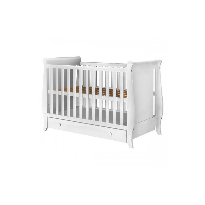 Hubners patut copii din lemn mira 120x60 cm alb cu sertar