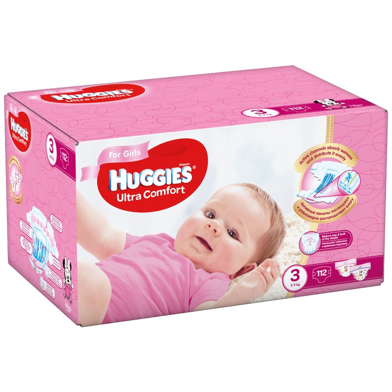 Huggies - uc box (3) girl 112 buc, 5-9 kg