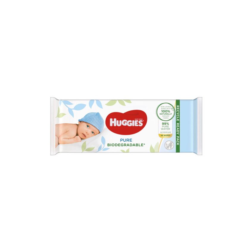 Huggies - servetele biodegradabile pure, 56 buc