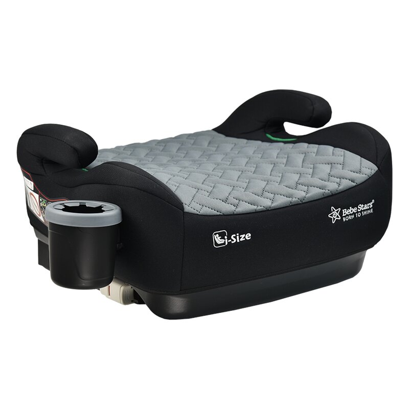 Inaltator auto, Bebe Stars, Cu isofix, Potrivit pentru copiii intre 125 si 150 cm, Cu suport sticla, Conform cu standardul european de securitate ECE R129, Grey