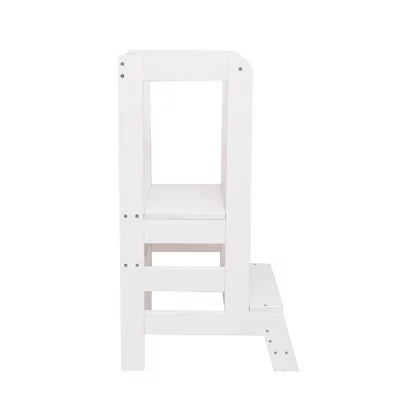 Inaltator Learning Tower Ajustabil, Ajutor de bucatarie MeowBaby  , lemn Alb
