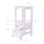 Inaltator Learning Tower Ajustabil, Ajutor de bucatarie MeowBaby  , lemn Alb - 2