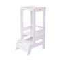 Inaltator Learning Tower Ajustabil, Ajutor de bucatarie MeowBaby  , lemn Alb - 4