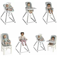 Scaun inalt de masa, Ingenuity, Multifunctional, Cu functii diverse, Inclinare in 3 pozitii, Cu suport picioare reglabil in 2 pozitii, Cu tavita detasabila si reglabila cu o singura mana, Cu 3 pozitii de blocare, Cu roti, Cu vibratii, 0-5 ani, Gri