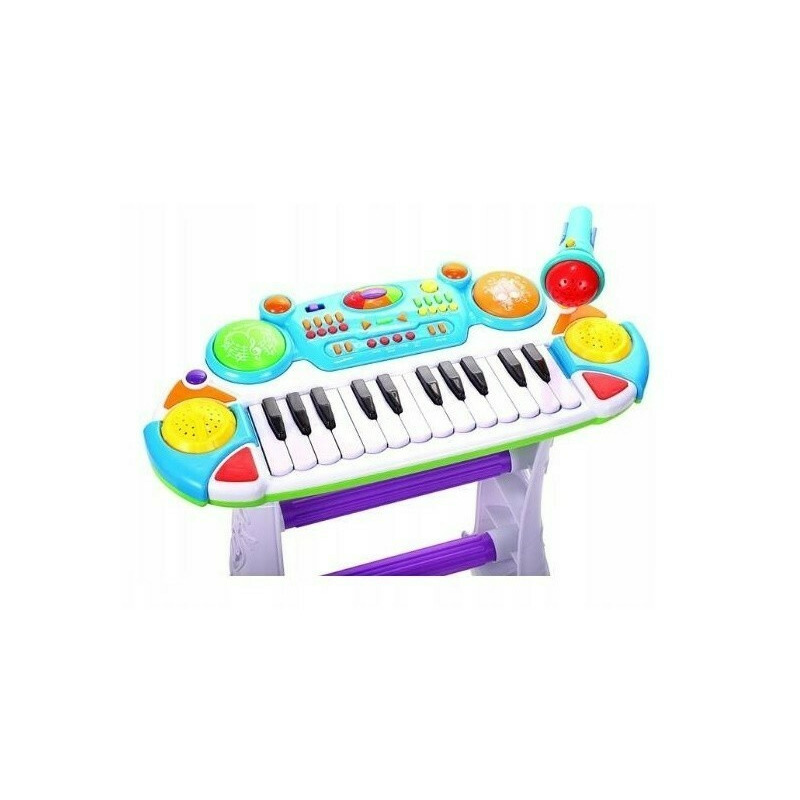 Instrument muzical MalPlay Orga electronica cu microfon si scaun 45 cm Albastru si Verde Instrumente Muzicale