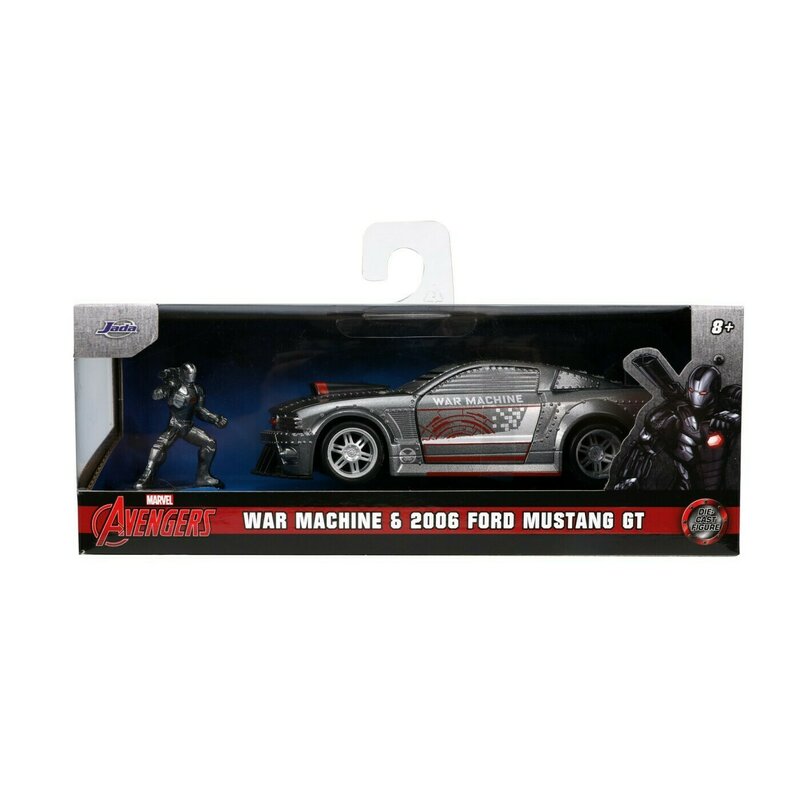 Simba - JADA MARVEL MASINUTA METALICA FORD MUSTANG SCARA 1:32 SI FIGURINA METALICA WAR MACHINE