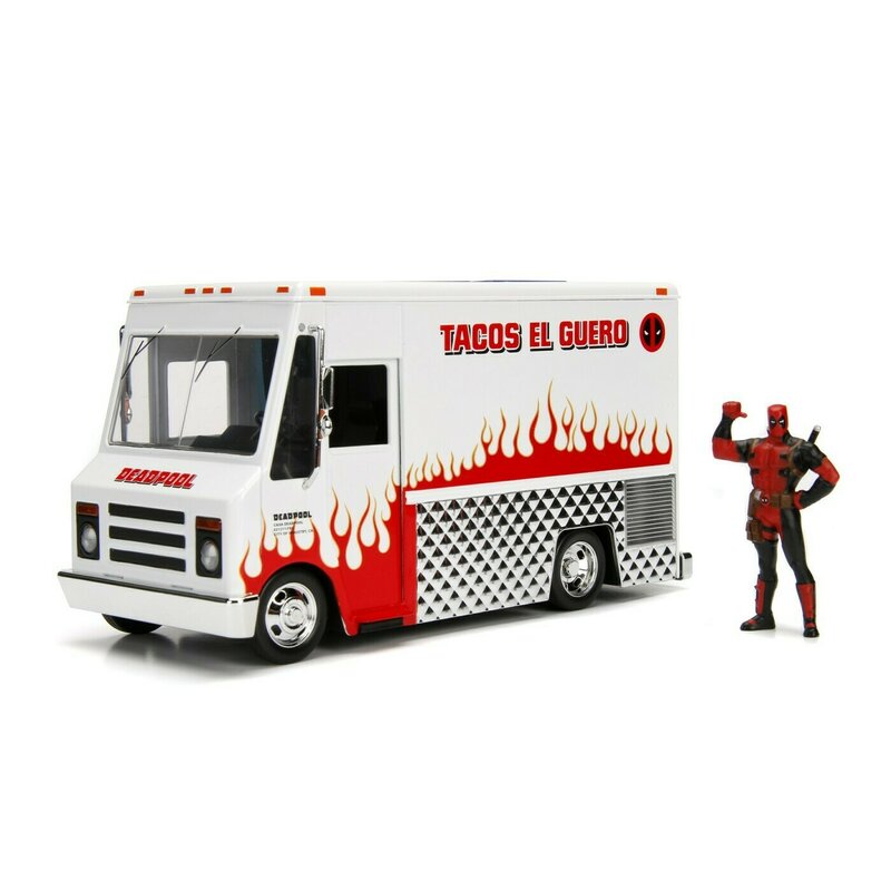 Simba - JADA MARVEL SET CAMIONUL DE MANCARE SCARA 1:24 SI FIGURINA METALICA DEADPOOL