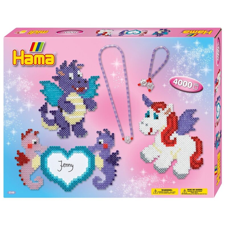 Hama - Set margele de calcat Jenny 4000 buc, Cu 2 plansete Midi