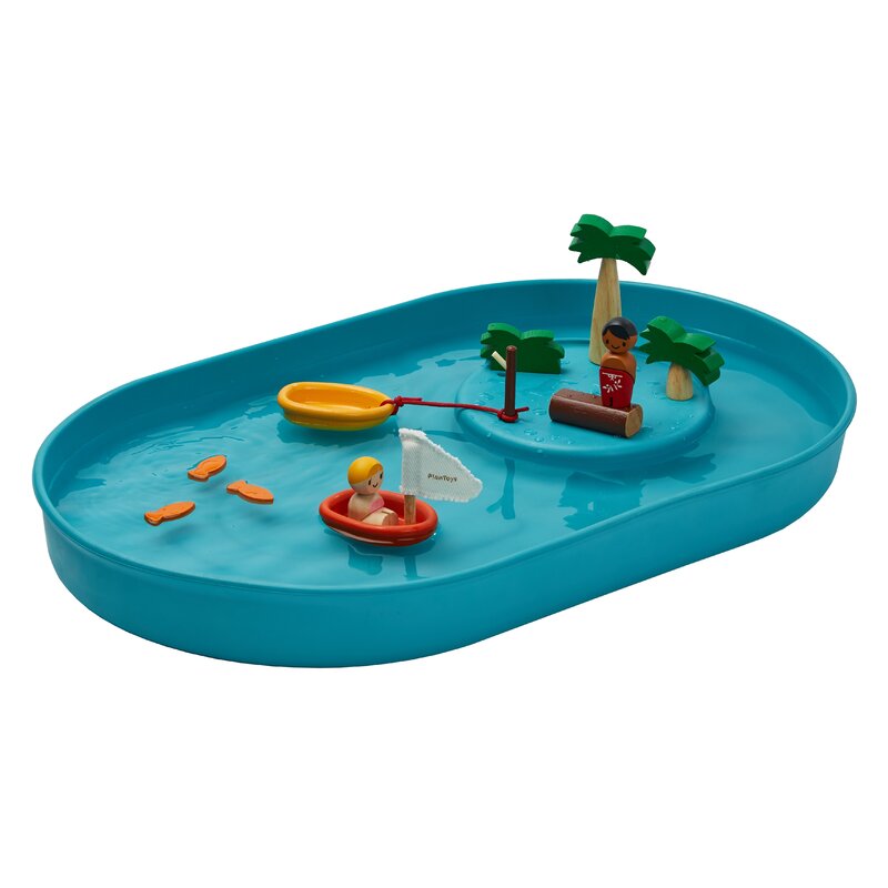 Plan toys - joc cu insula, barcuta si mare albastra