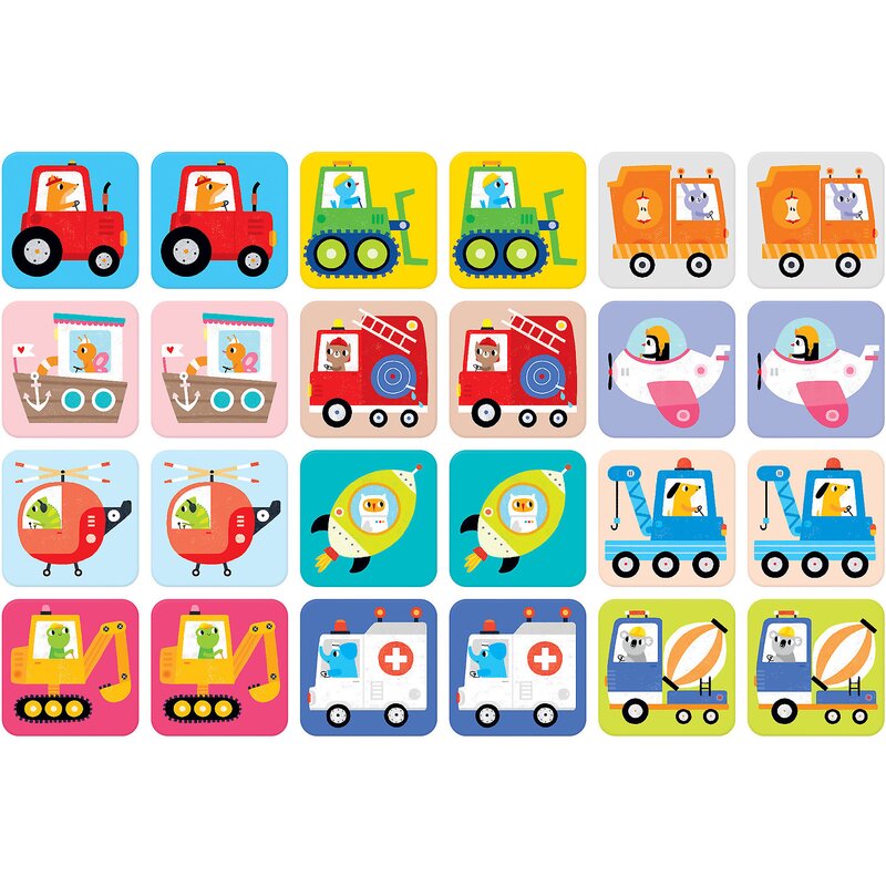 Banana panda - joc de memorie vehicule 24 piese, super mare, 16x16 cm
