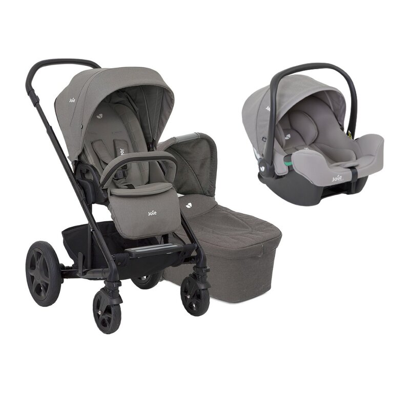 Joie - Carucior pentru copii multifunctional 3 in 1 Chrome Foggy Gray (Carucior Chrome Foggy Gray + Landou Chrome Foggy Gray + scoica i-Snug Gray Flannel)