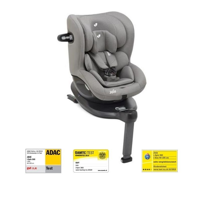 Joie - Scaun auto i-Spin 360 Flannel , Spatar reglabil, Rotire 360 grade, Cu baza Isofix, 0-18 Kg, cu Isofix, Gri