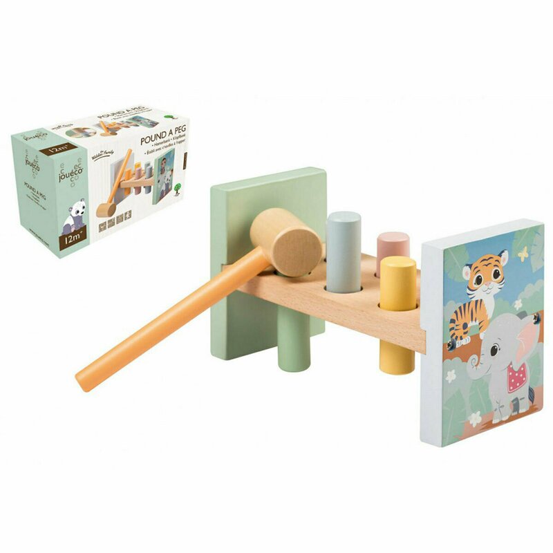 Joueco - banc de lucru cu ciocanel familia wildies, 10 piese