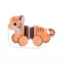 Jucarie de tras, Joueco, Tigru, Colectia The Wildies Family, Din lemn certificat FSC, 26 x 10 x 15 cm, 12 luni+, Multicolor - 1