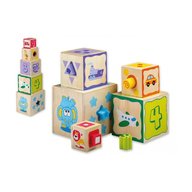 Joueco- Jucarie din lemn Cuburi cu sortator de forme, 10 piese