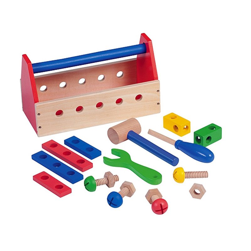 Joueco - jucarie din lemn trusa cu scule, 18 piese, multicolor