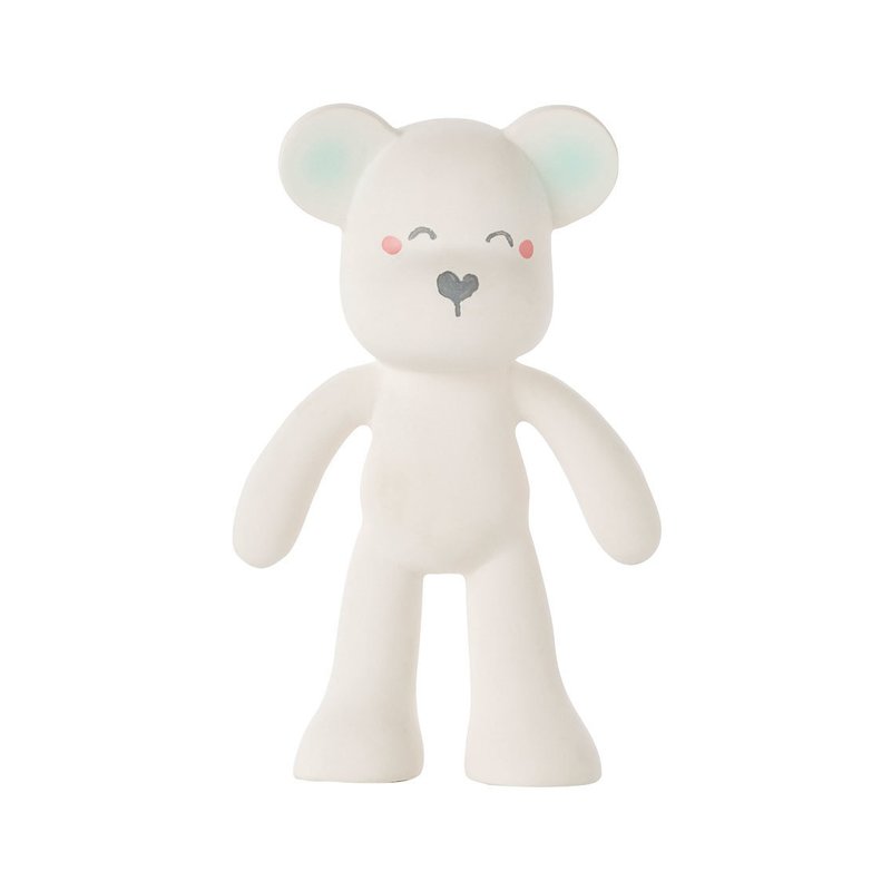 Saro baby - jucarie cauciuc natural dentitie happy teddy, alb