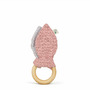 Jucarie cu inel de prindere din lemn si urechi din material textil, roz, Gruenspecht 571-V2 - 1