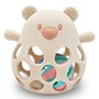 Jucarie de dentitie si zornaitoare, Bocioland, BPA Free, Teddy Bear Beige